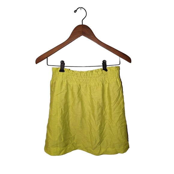 J Crew Lime Green Mini Skirt Paper Bag‎ Waist Women's Size 4 - Picture 1 of 3